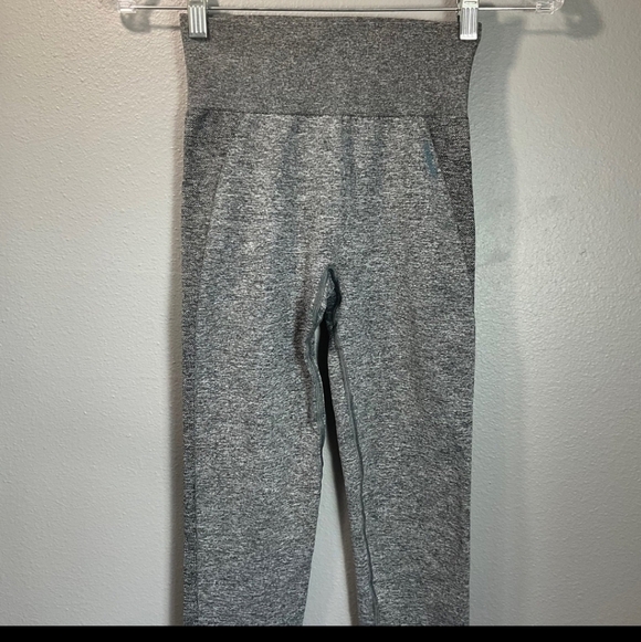 Gymshark Flex High Waisted Leggings - Charcoal Marl/Teal, Size Small B37 - Picture 3 of 10